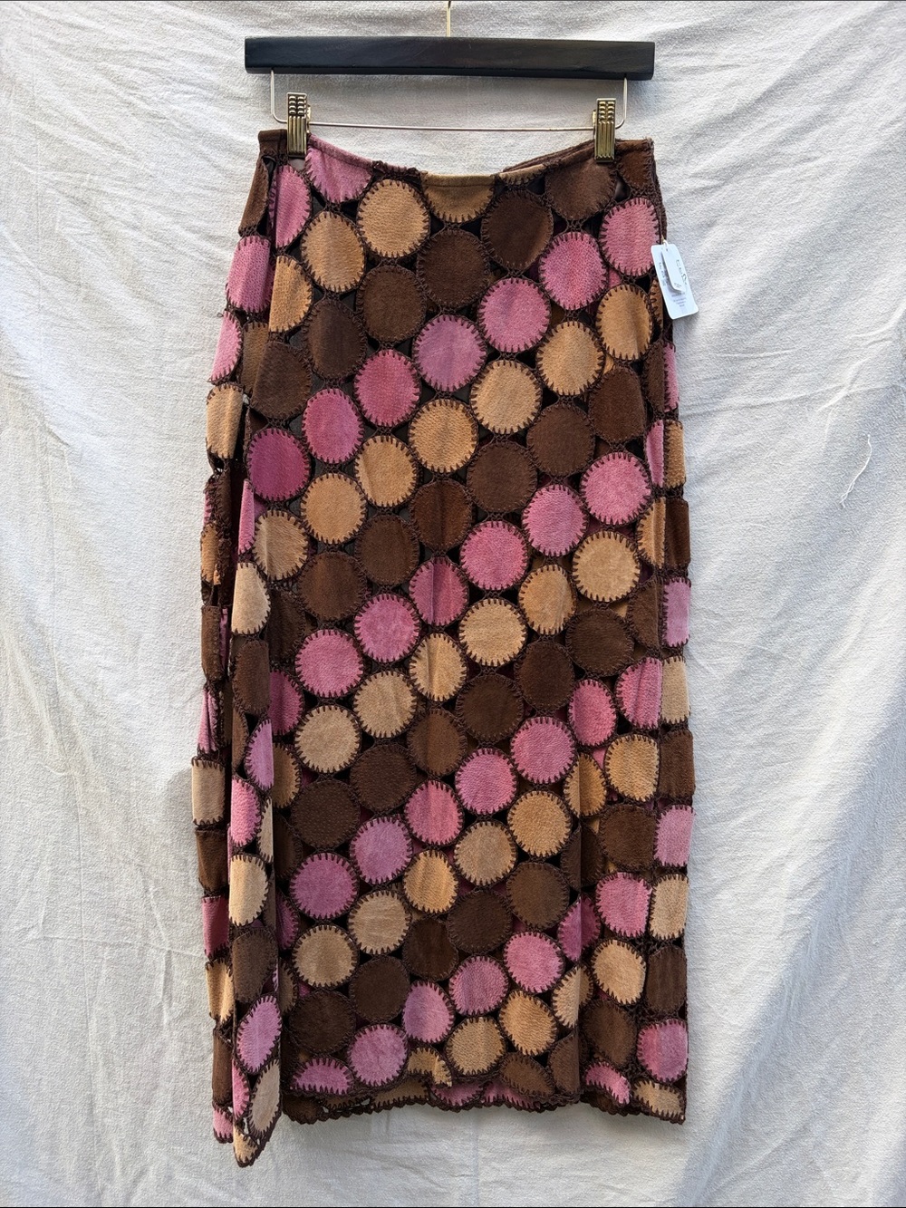 Pink and Brown Polka Dot Maxi Skirt